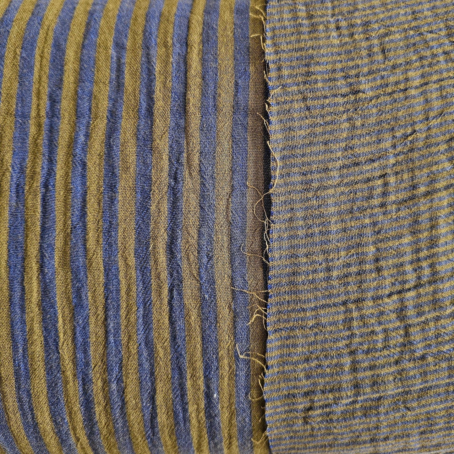 Musselin Streifen oliv - beidseitig