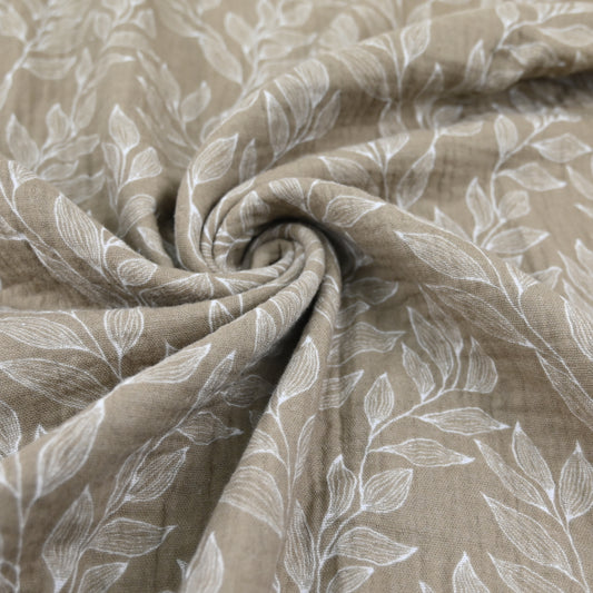 Musselin Blumenprint beige