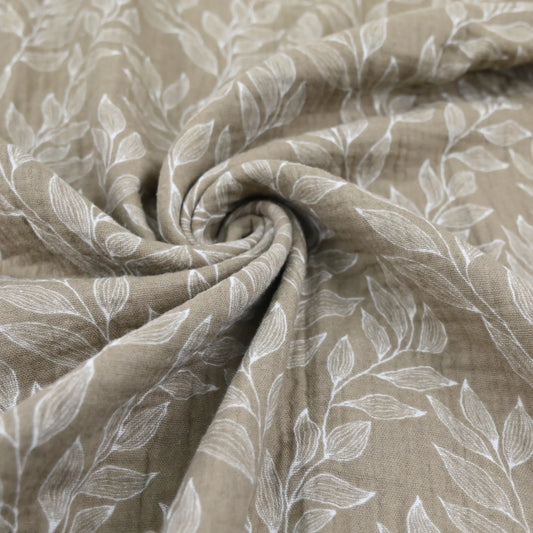 Musselin Blumenprint beige