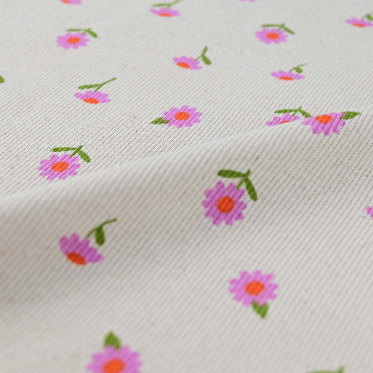 Rib Jersey kleine Blumen natur
