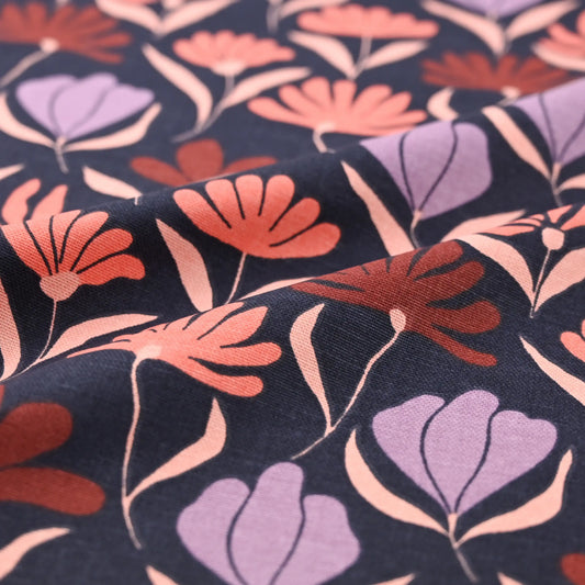 Canvas Stoff Blumen blau