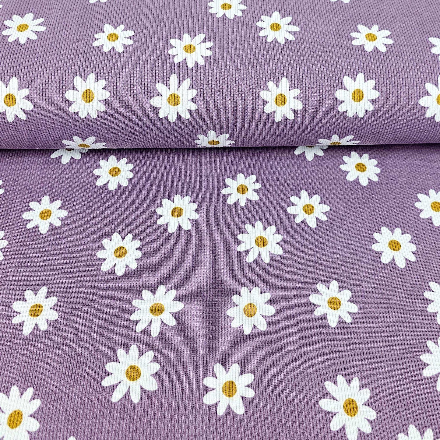 Bio Rib Jersey Daisy dusty lilac - Stoff bei elli&else