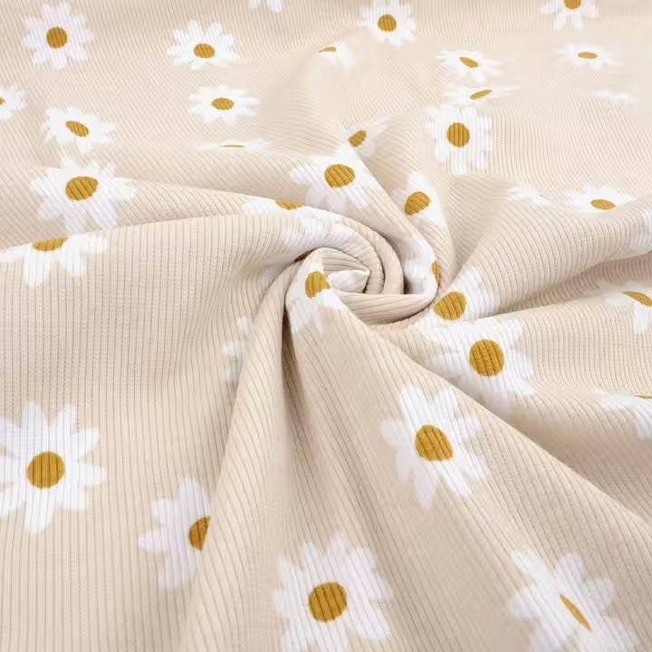Bio Rib Jersey Daisy sand beige - elli&else