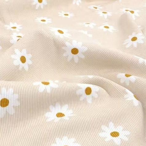 Bio Rib Jersey Daisy sand beige - elli&else