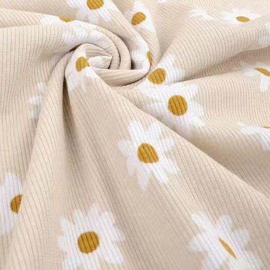 Bio Rib Jersey Daisy sand beige - elli&else