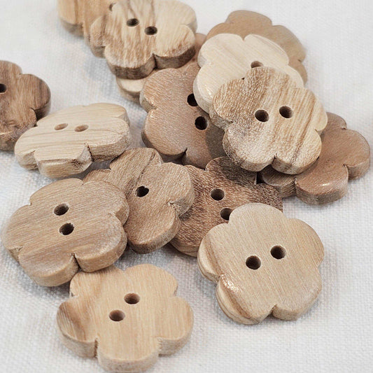 Holzknopf Blume aus echtem Olivenholz - Stoff bei elli&else