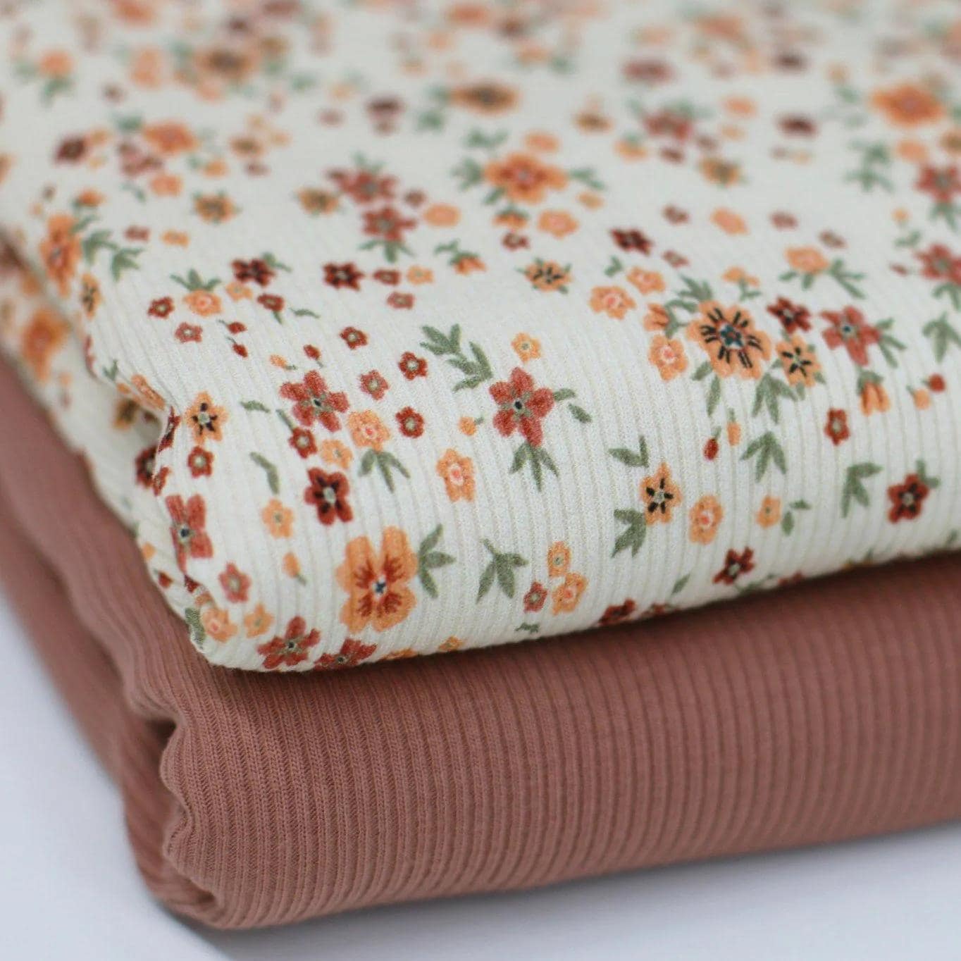 Rib Jersey Blümchen lehm rosa - elli&else