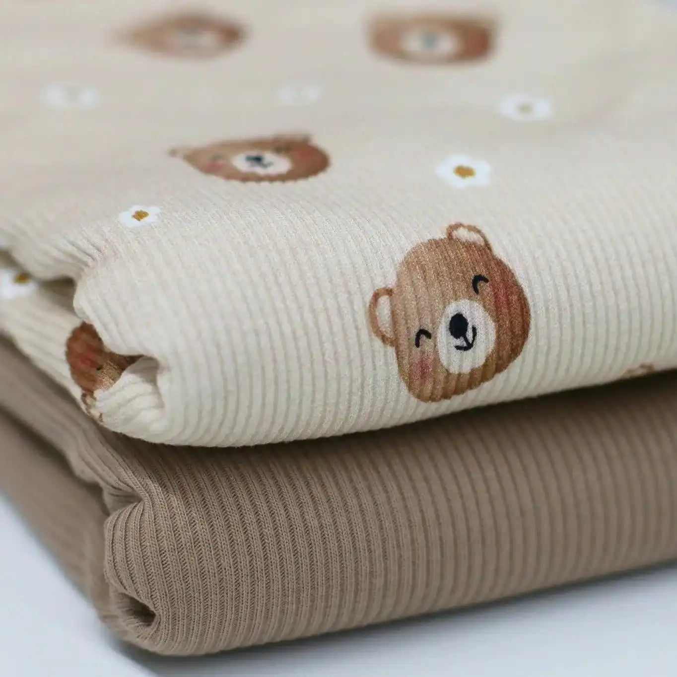 Rib Jersey Bären beige - Stoff bei elli&else