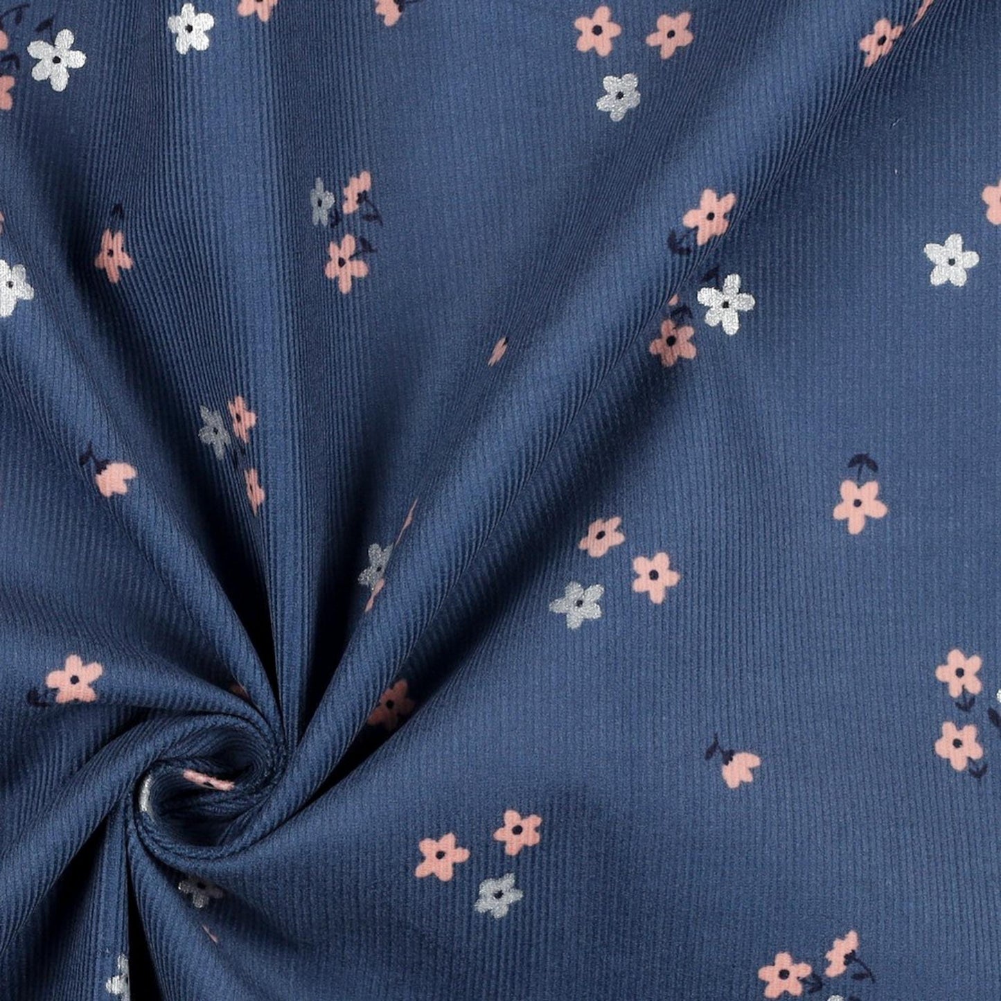 Feincord indigoblau mit Blumenprint - elli&else