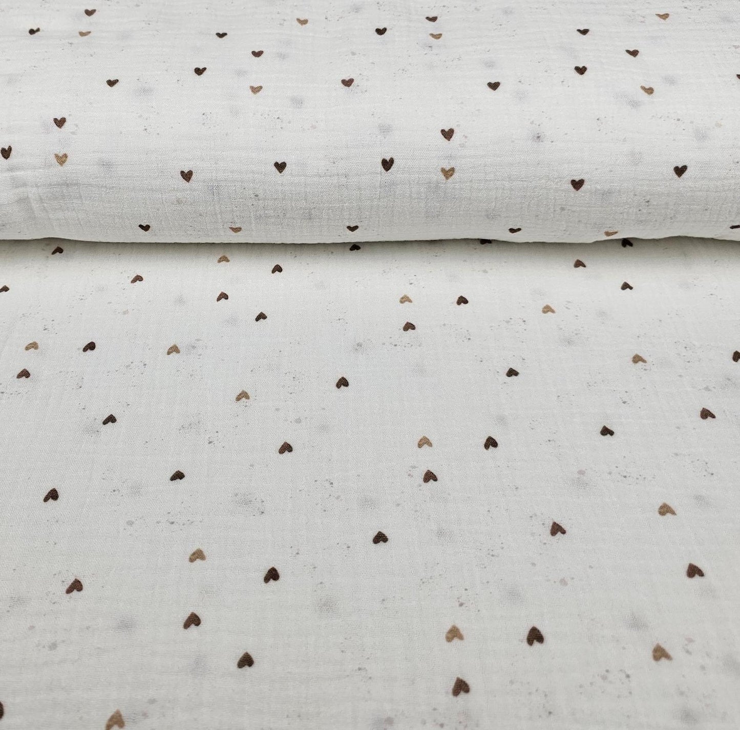 Musselin Herzen ecru weiß