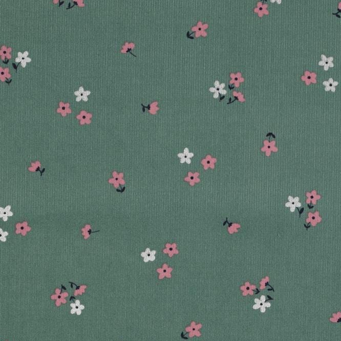 Babycord jade mit Blumenprint
