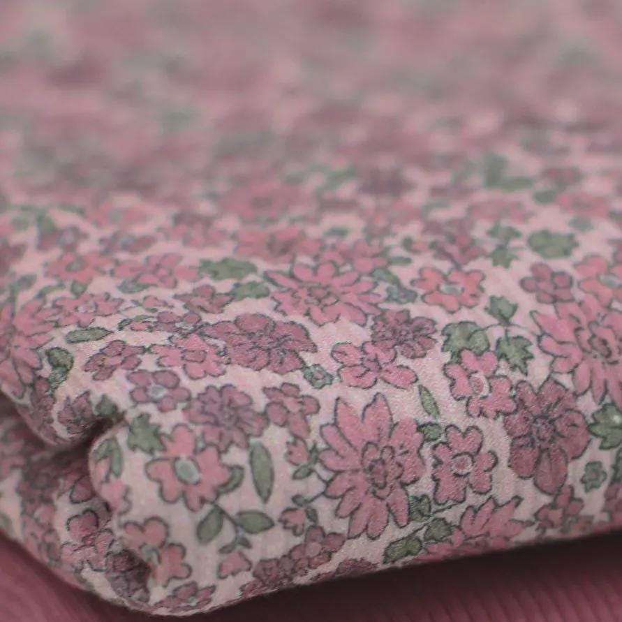 Rib Jersey Blumen rosé