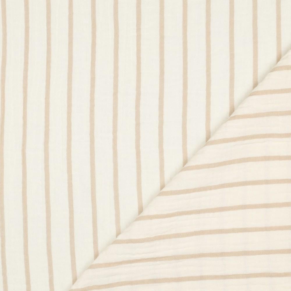 Musselin Streifen beige