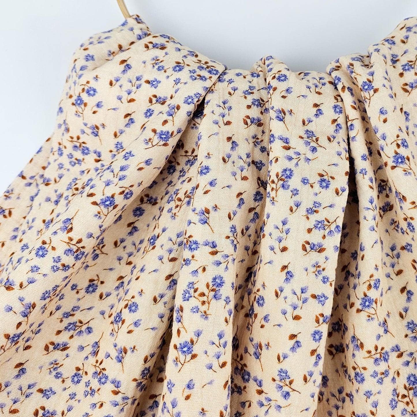 Musselin Miniblumen blau