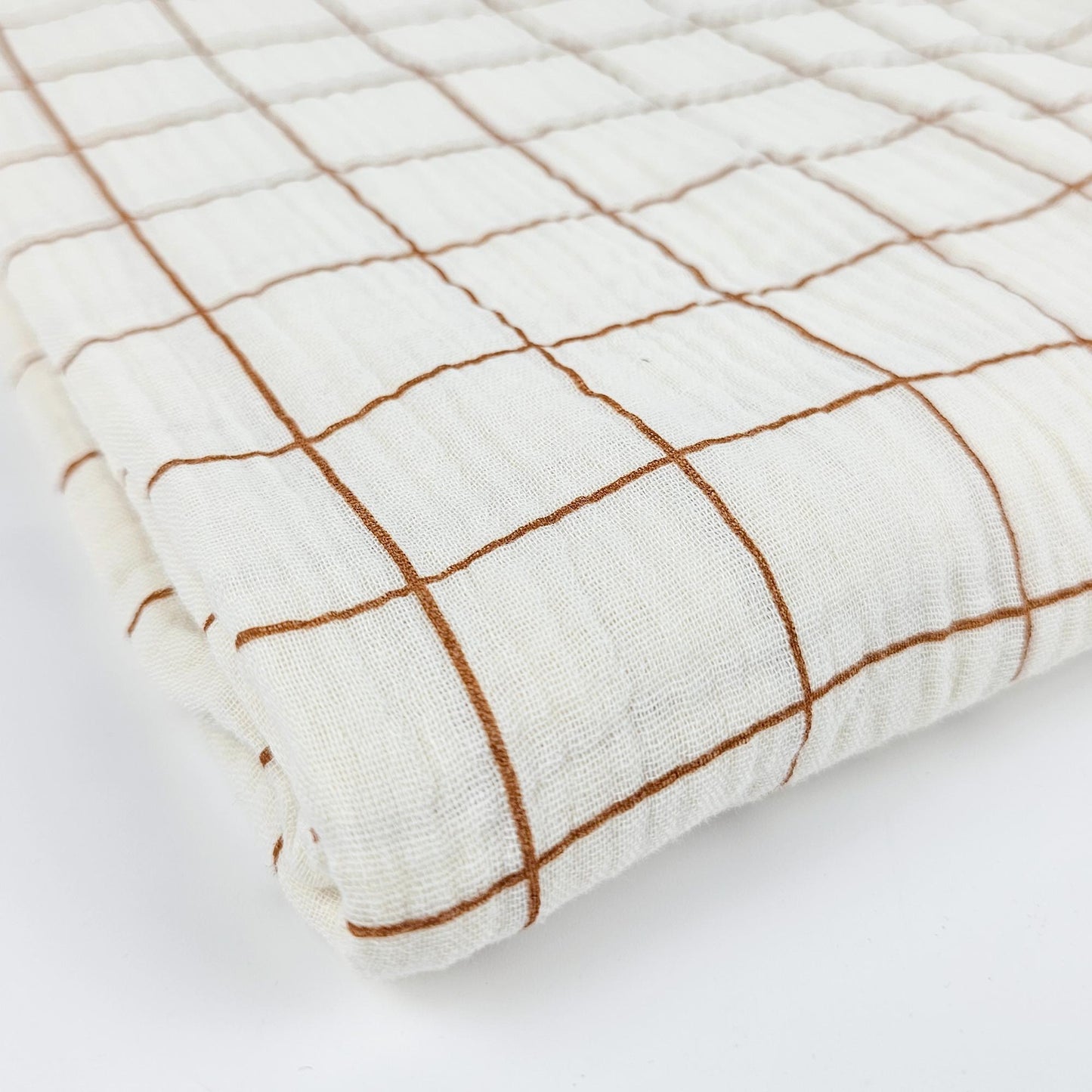 Musselin kariert Creme/Zimt