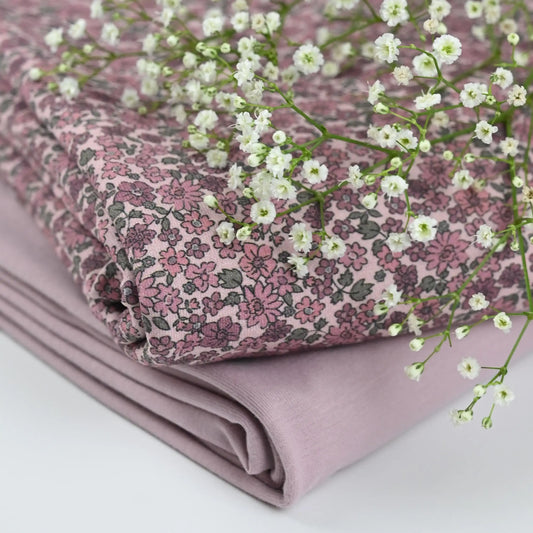 Jersey kleine Blumen rosé