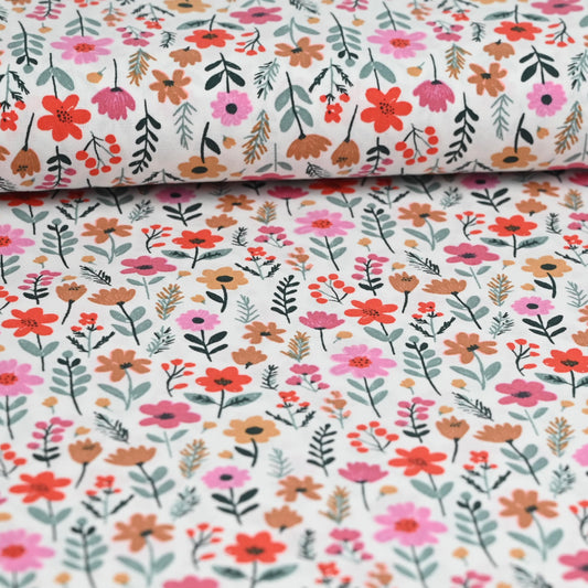 Popeline bunte Blumen