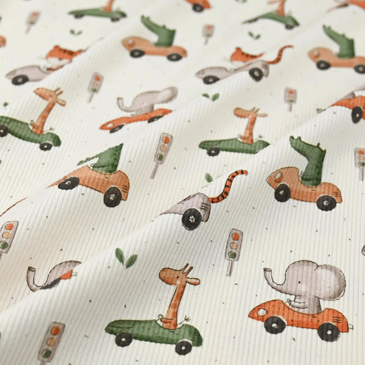Rib Jersey Tiere im Auto
