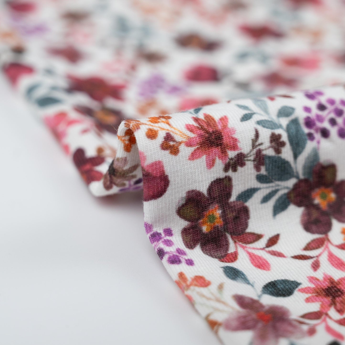 Bio-Jersey Blumen pflaume