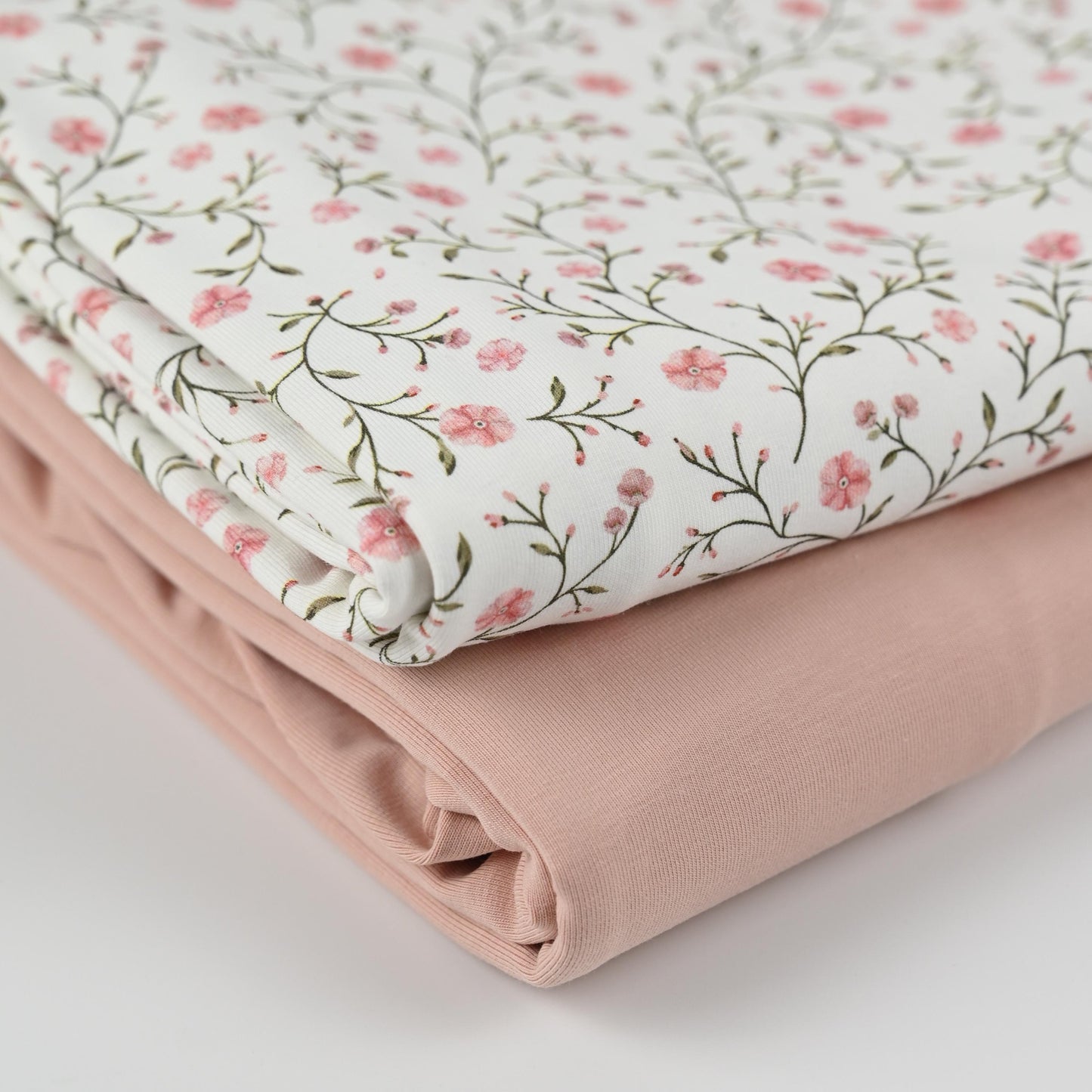 Jersey zarte Blumen nude rosa