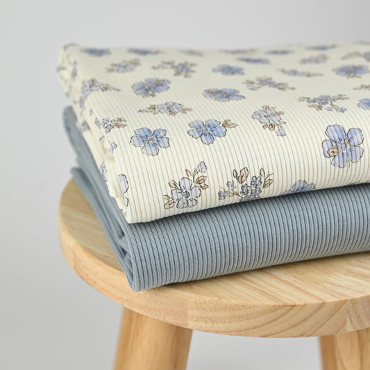 Rib Jersey Blumen Vergissmeinnicht