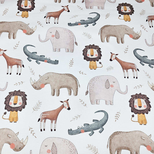 Jersey Afrika: Elefant, Löwe, Nashorn - Stoff bei elli&else