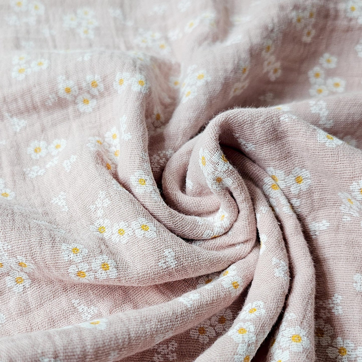 Musselin Blümchen altrosa Meterware - elli&else