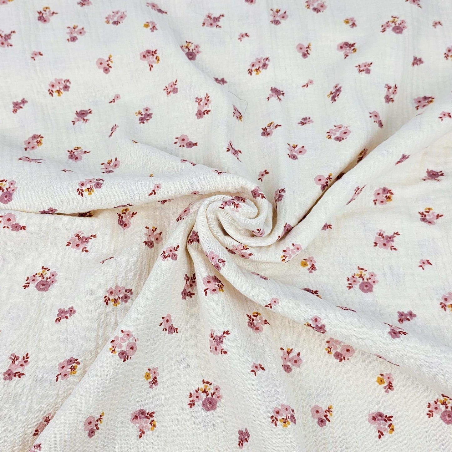 Musselin Blumen rosé - Stoff bei elli&else