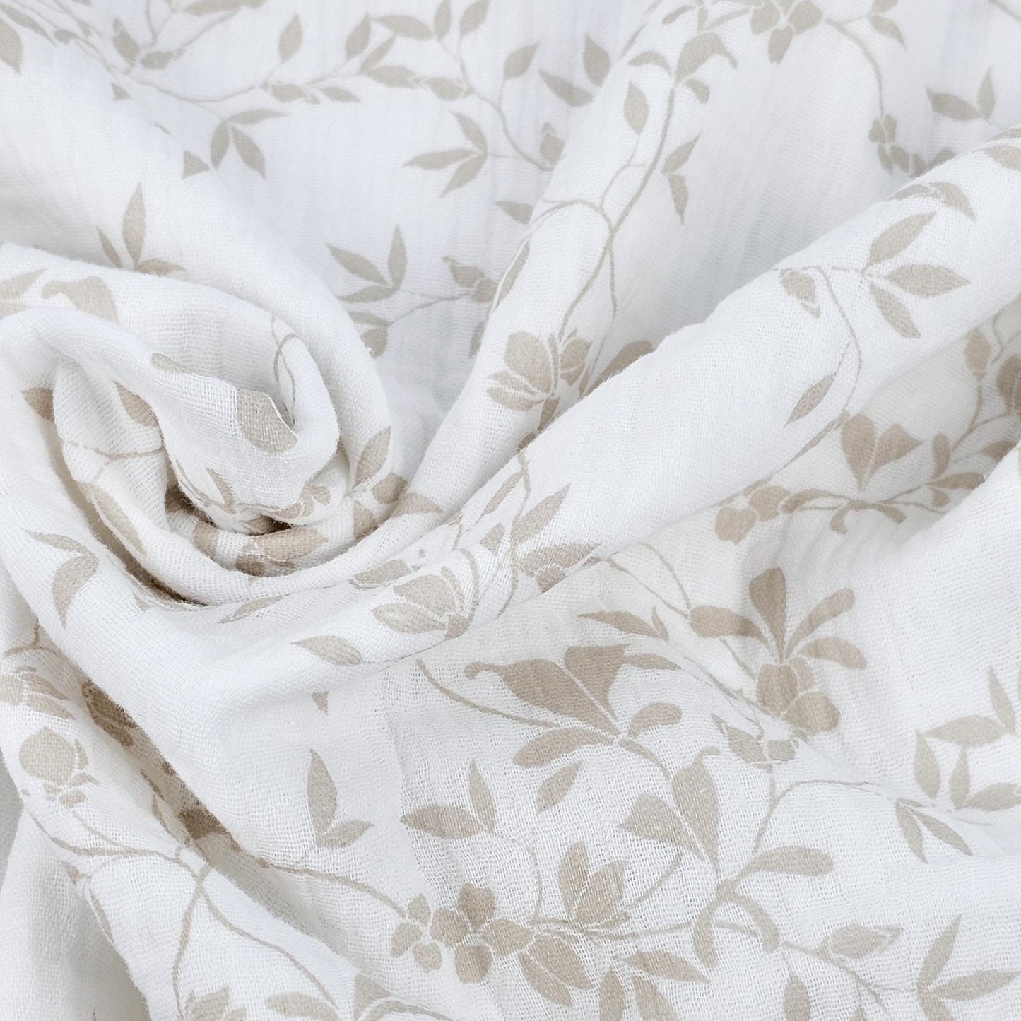 Musselin Blumenprint beige Meterware - elli&else