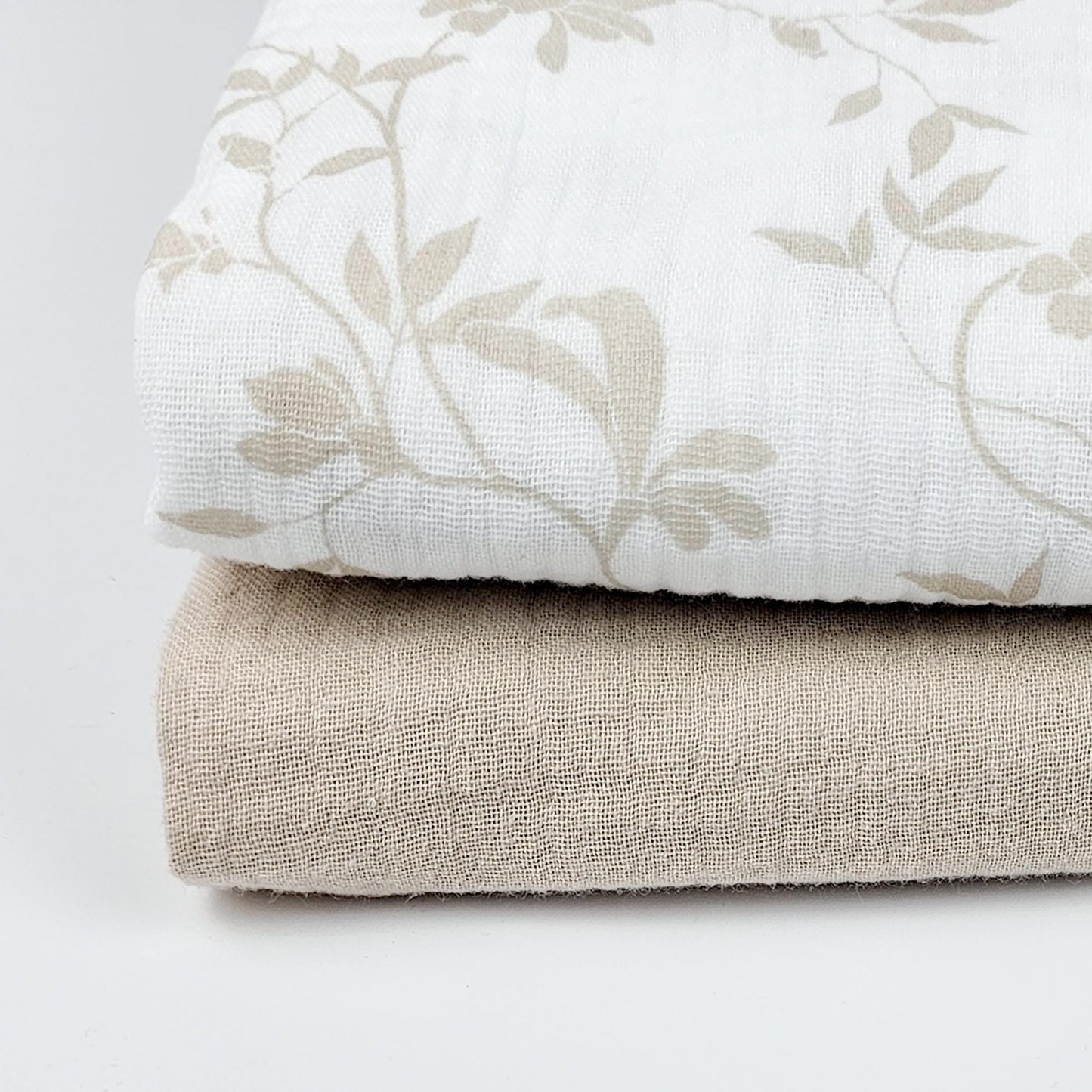 Musselin Blumenprint beige Meterware - elli&else