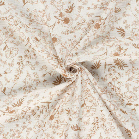 Musselin Blumenprint karamell - Stoff bei elli&else