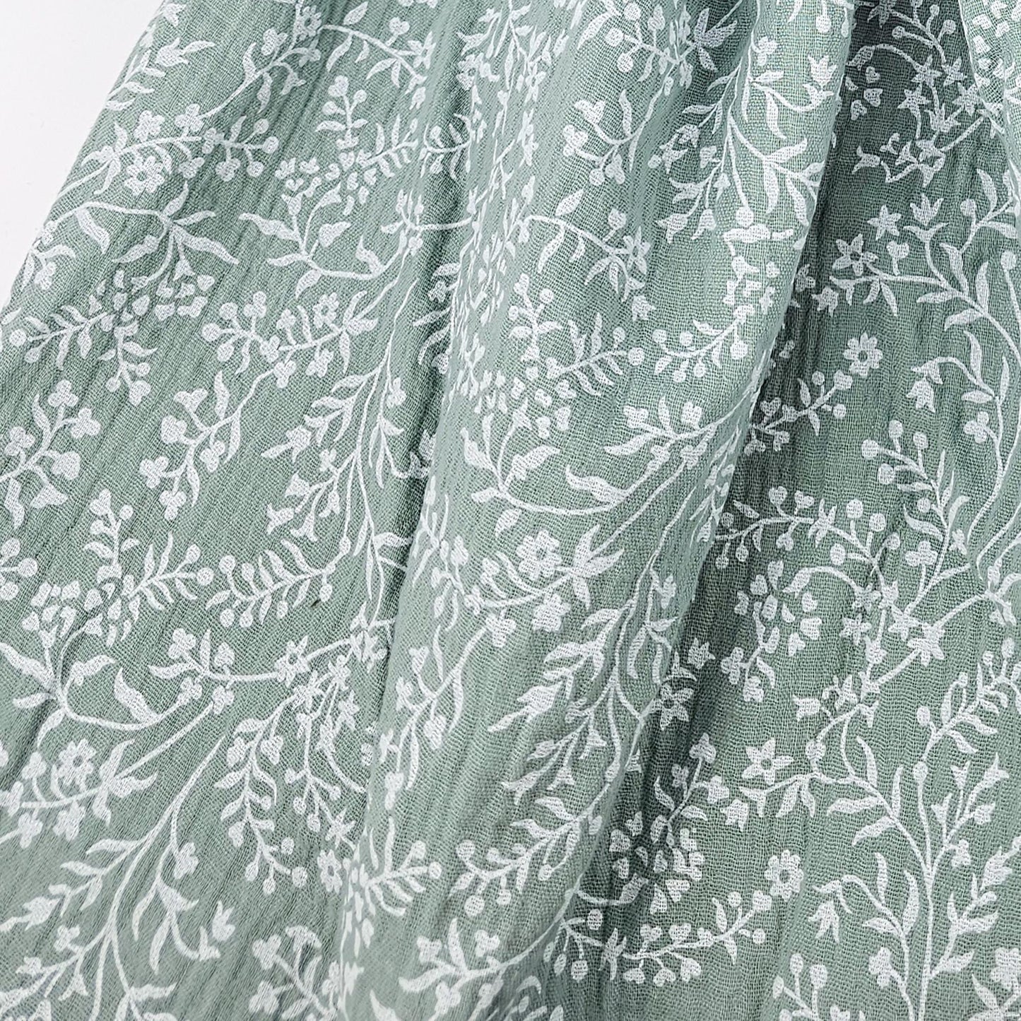 Musselin Blumenprint salbei Meterware - elli&else