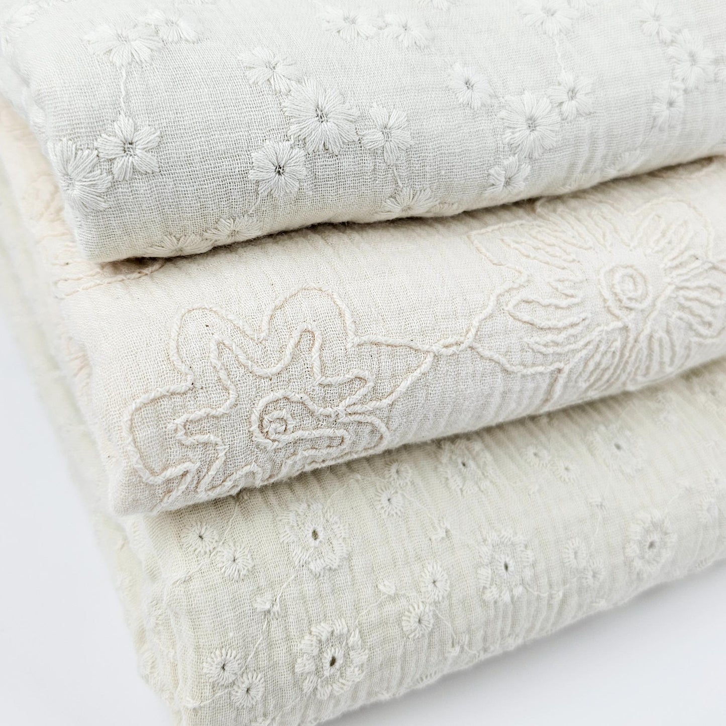 Musselin Embrodery naturweiß Meterware - elli&else