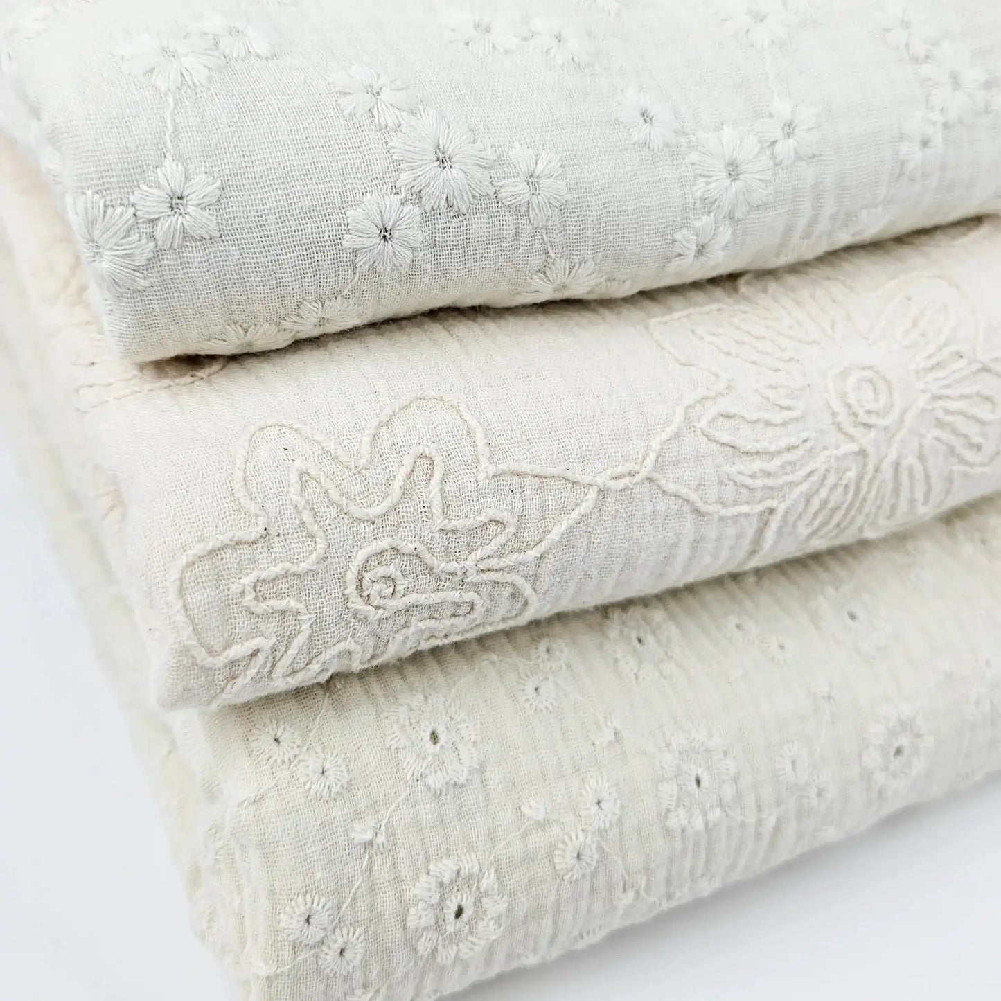 Musselin Embroidery naturweiß - Stoff bei elli&else