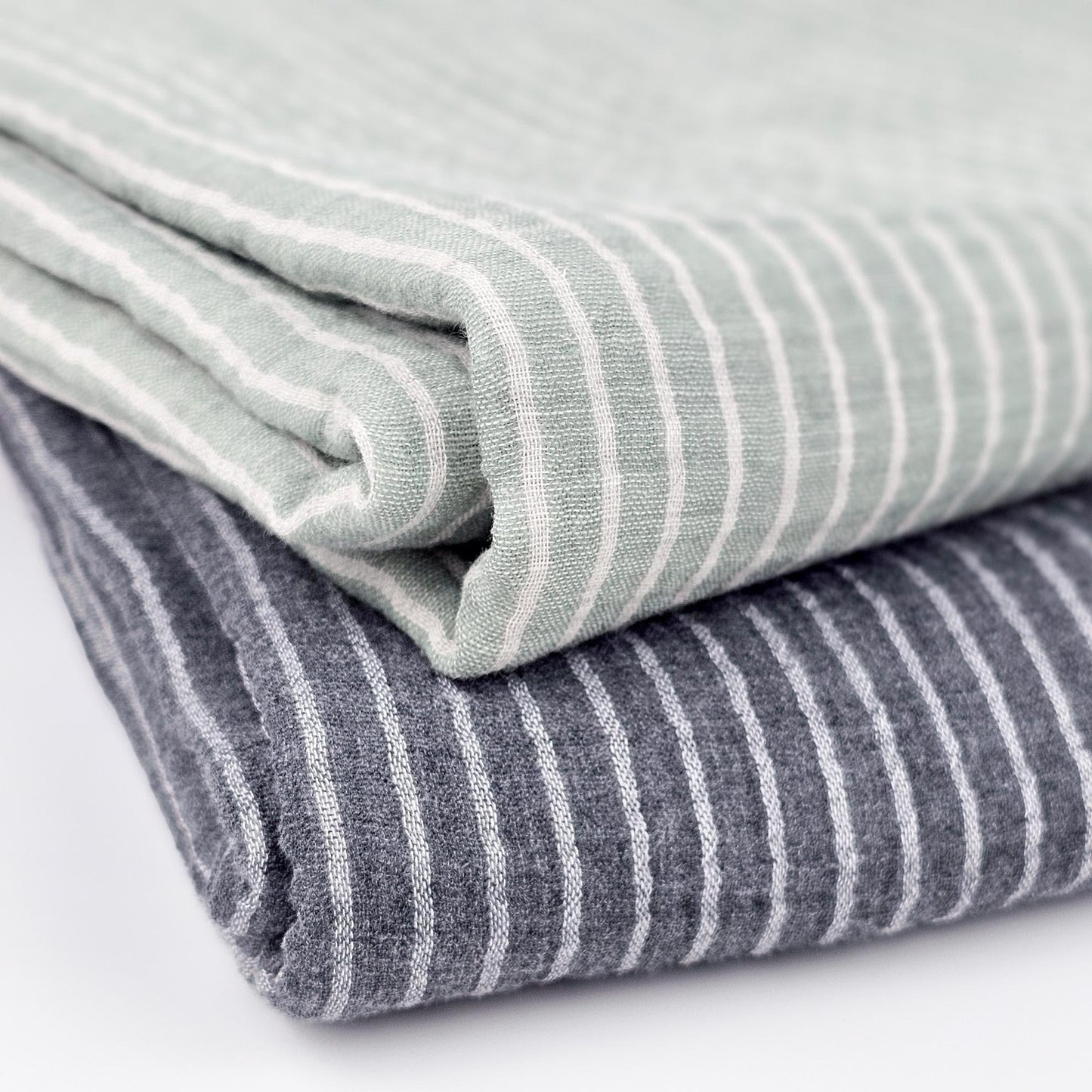 Musselin gestreift - anthrazit Meterware - elli&else