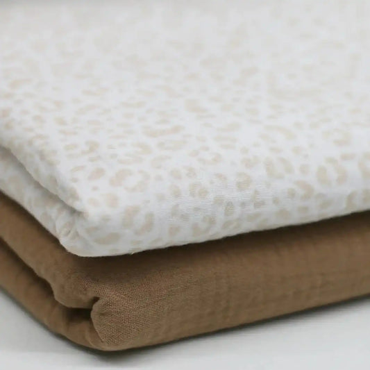 Musselin Leo Print hellbeige - Stoff bei elli&else