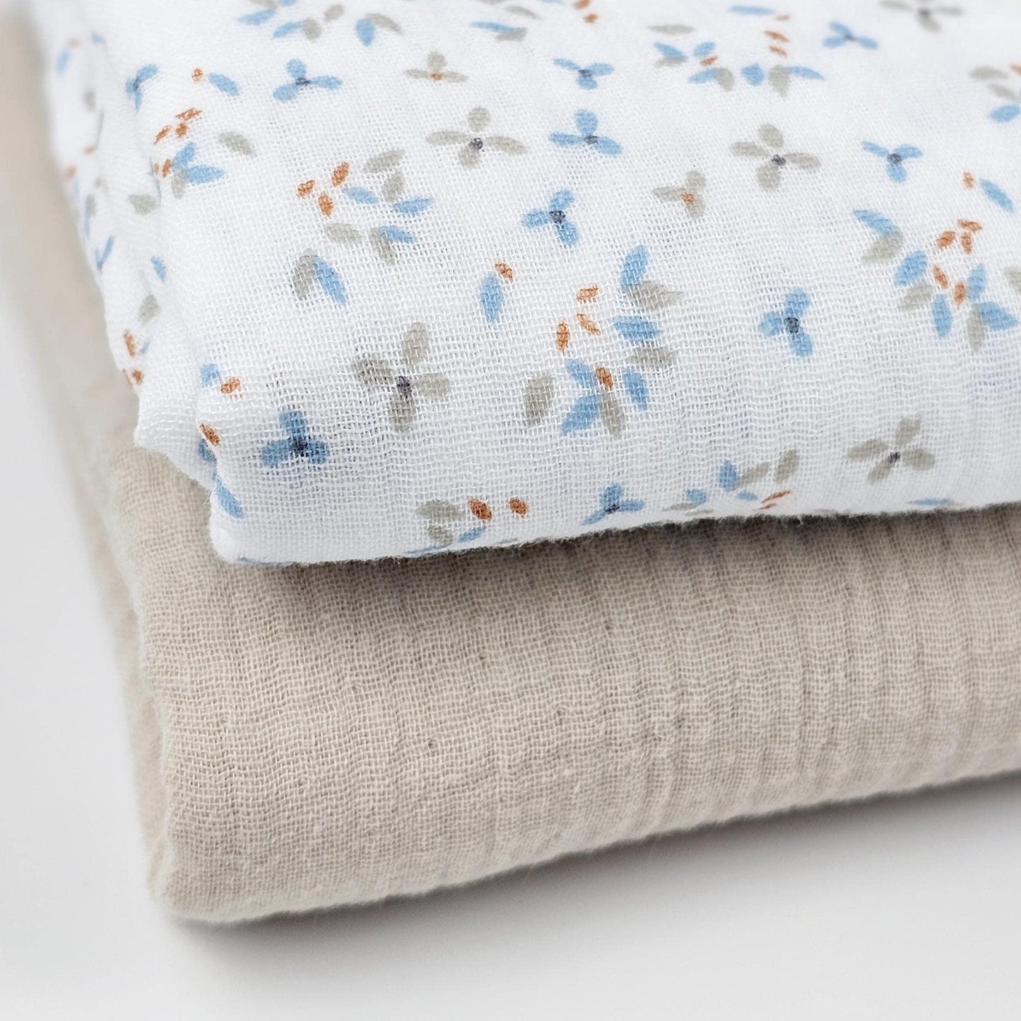 Musselin Mini Blümchen blau Meterware - elli&else