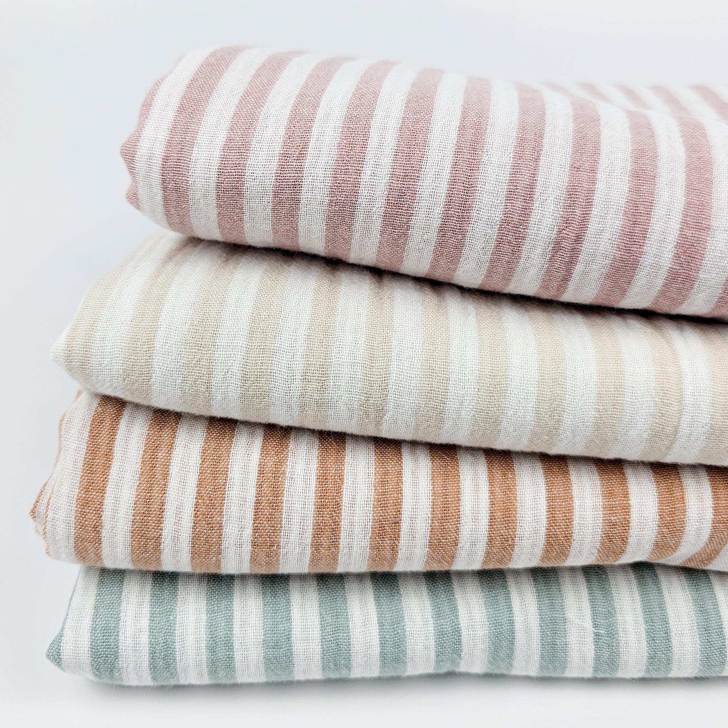 Musselin Streifen salbei - beidseitig - Stoff bei elli&else