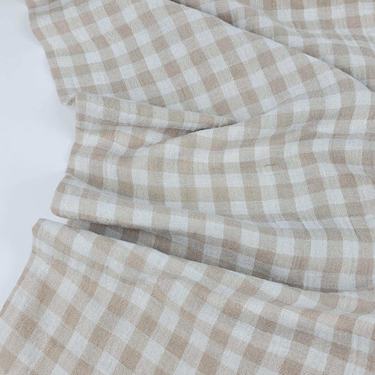 Musselin Vichy Karo beige - double sided - Stoff bei elli&else