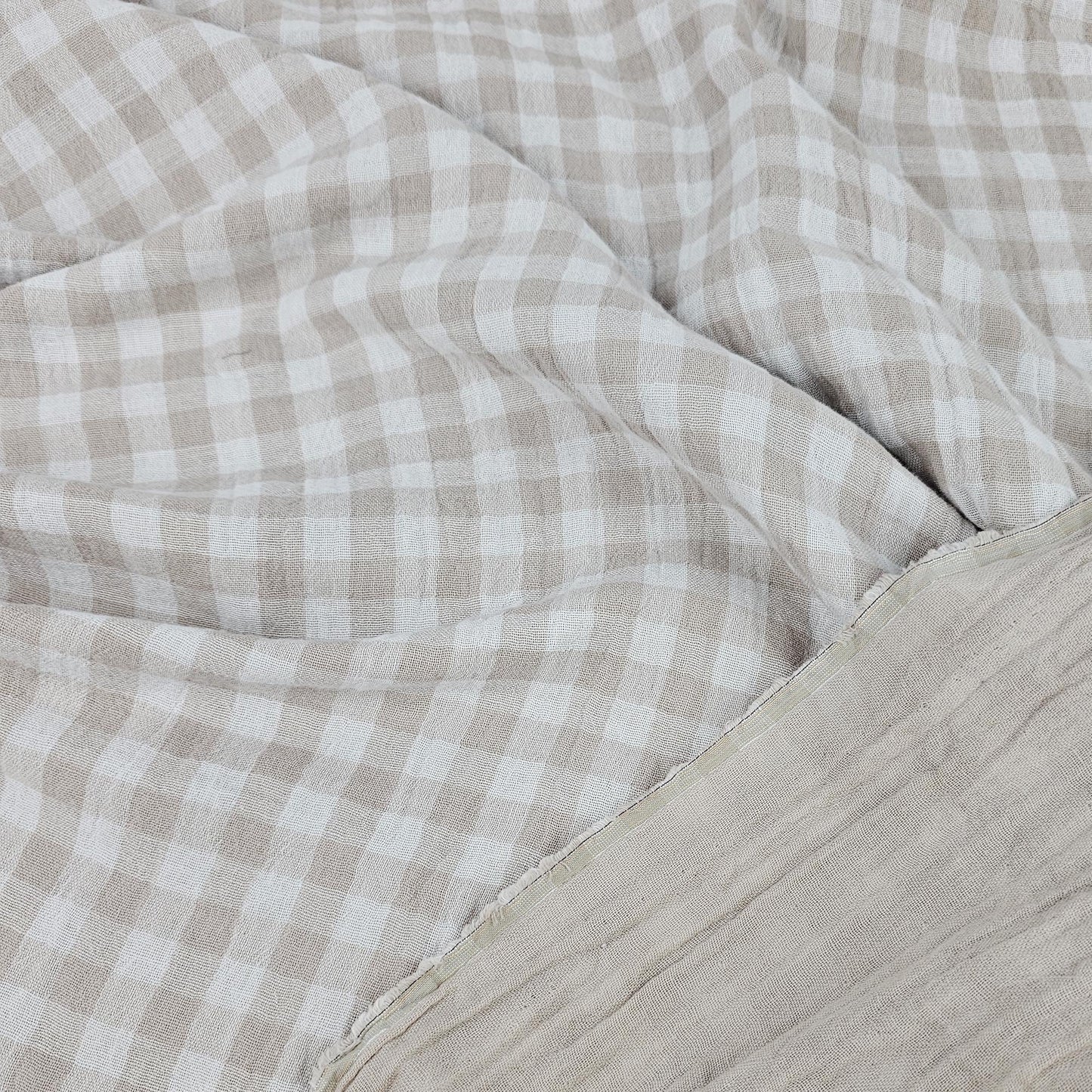 Musselin Vichy Karo beige - double sided Meterware - elli&else