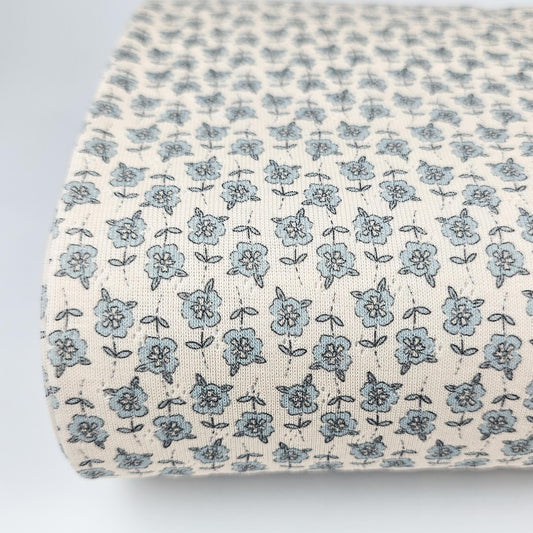Pointelle Blue Blossom - Stoff bei elli&else