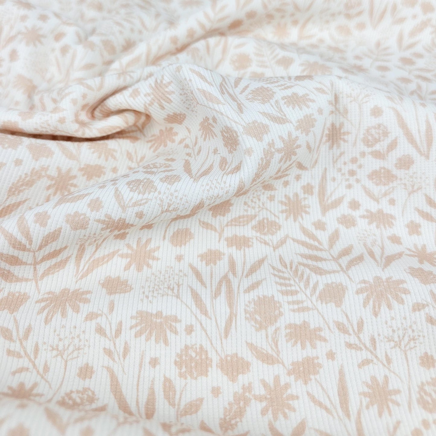 Rippjersey Blumenprint rosé Meterware - elli&else