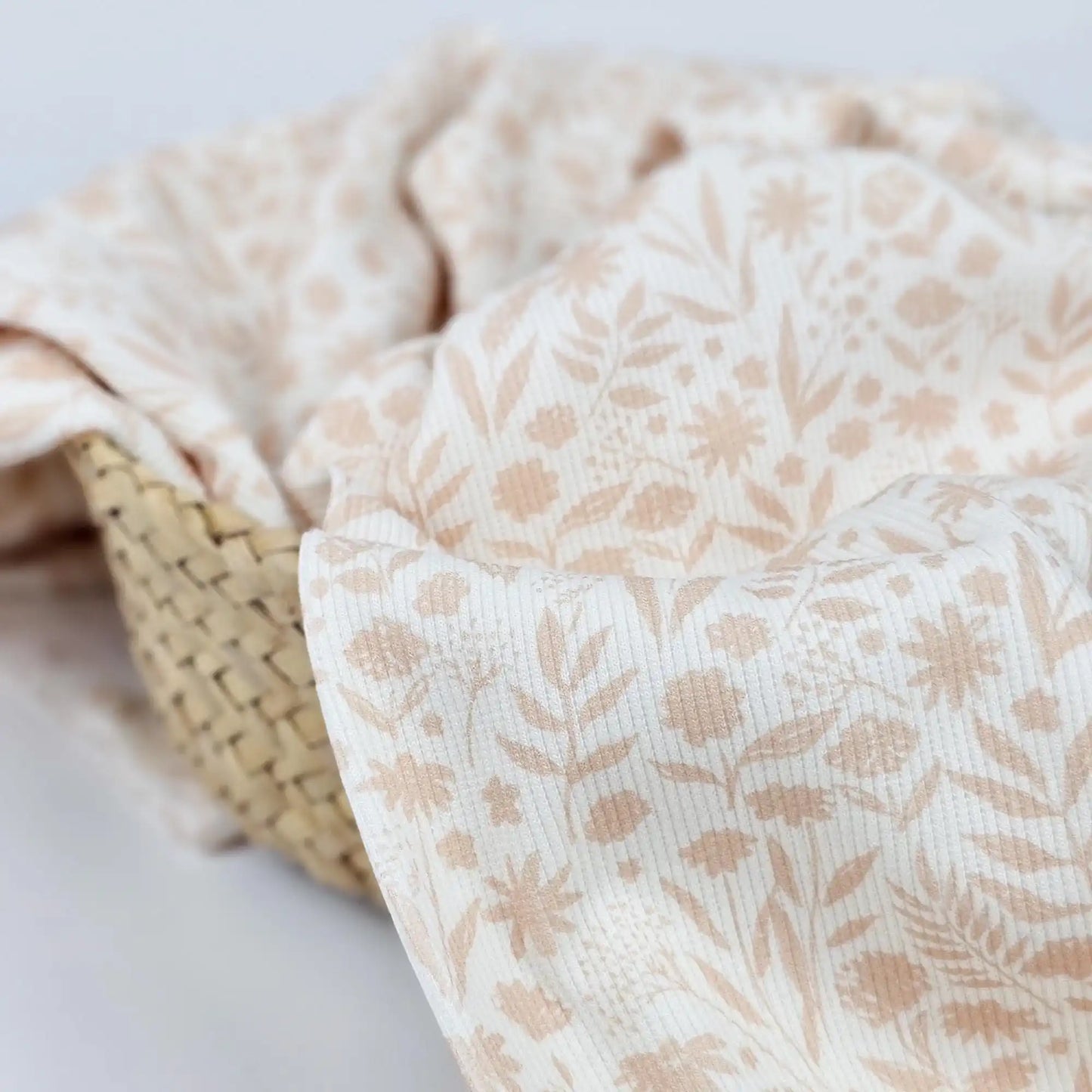 Rippjersey Blumenprint rosé - Stoff bei elli&else