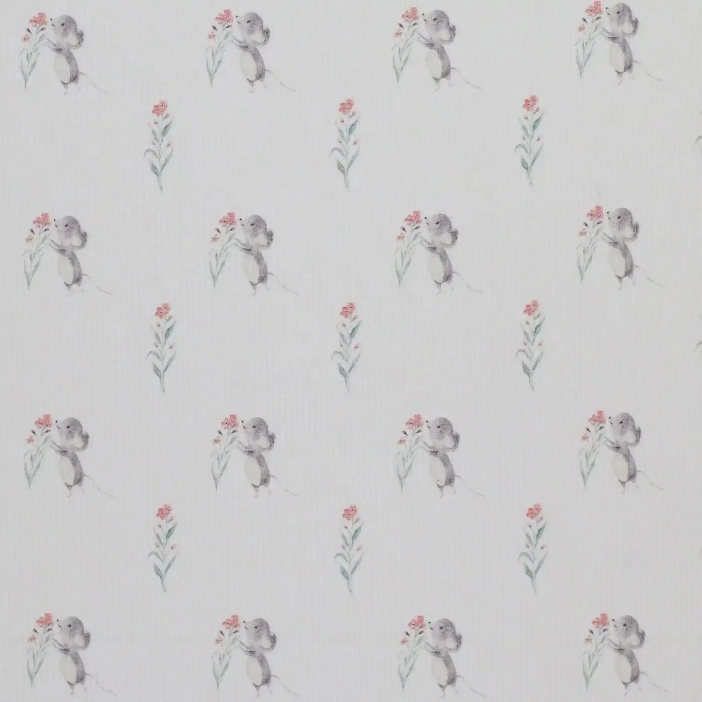 Rippjersey Maus mit Blume - Stoff bei elli&else