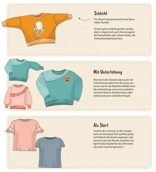 Schnittmuster Pullover/Oversized Sweater Kids Gr. 122-164 - elli&else