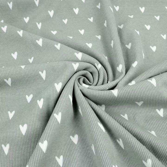 Bio Rib Jersey Herzen salbei von Tygdrömmar - Stoff bei elli&else
