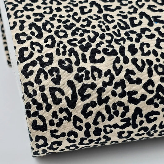 Jersey Leo beige-schwarz - Stoff bei elli&else