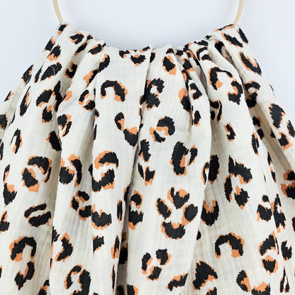 Musselin Leo Print karamell-schwarz