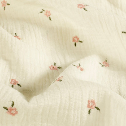 Musselin gestickte Blumen rosa
