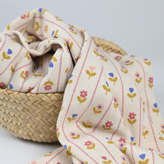 Rib Jersey Blumen natural